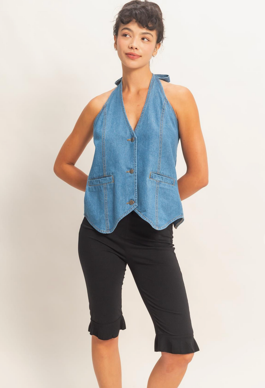 Dakota Denim Halter Vest