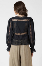 Midnight Lace Tie Front Blouse
