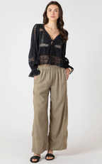 Midnight Lace Tie Front Blouse