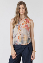 Painted Petals Sleeveless Blouse