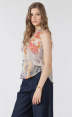 Painted Petals Sleeveless Blouse