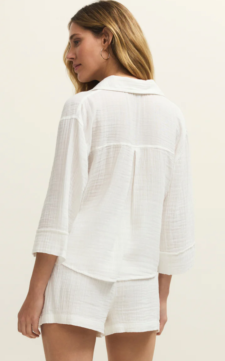Helena Airy Gauze Button Up