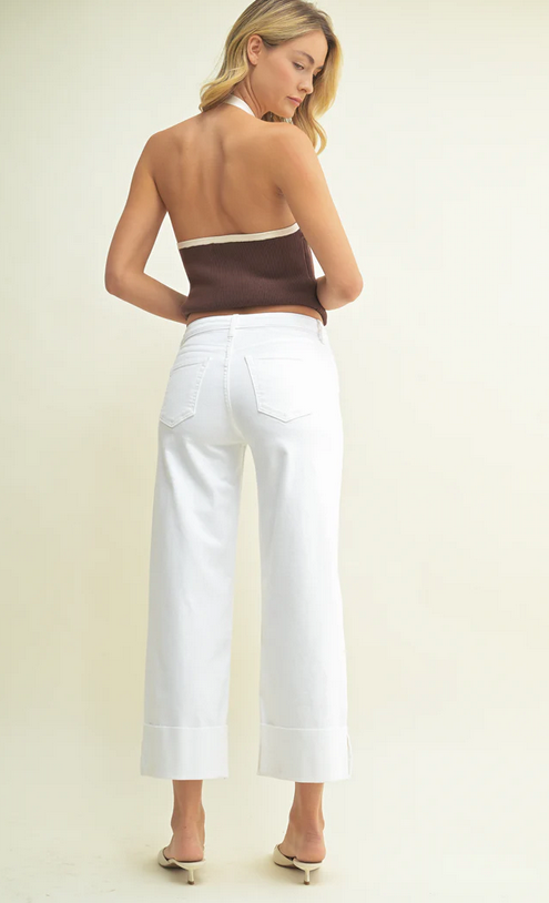 Scissor Cuffed Slim Wide Leg