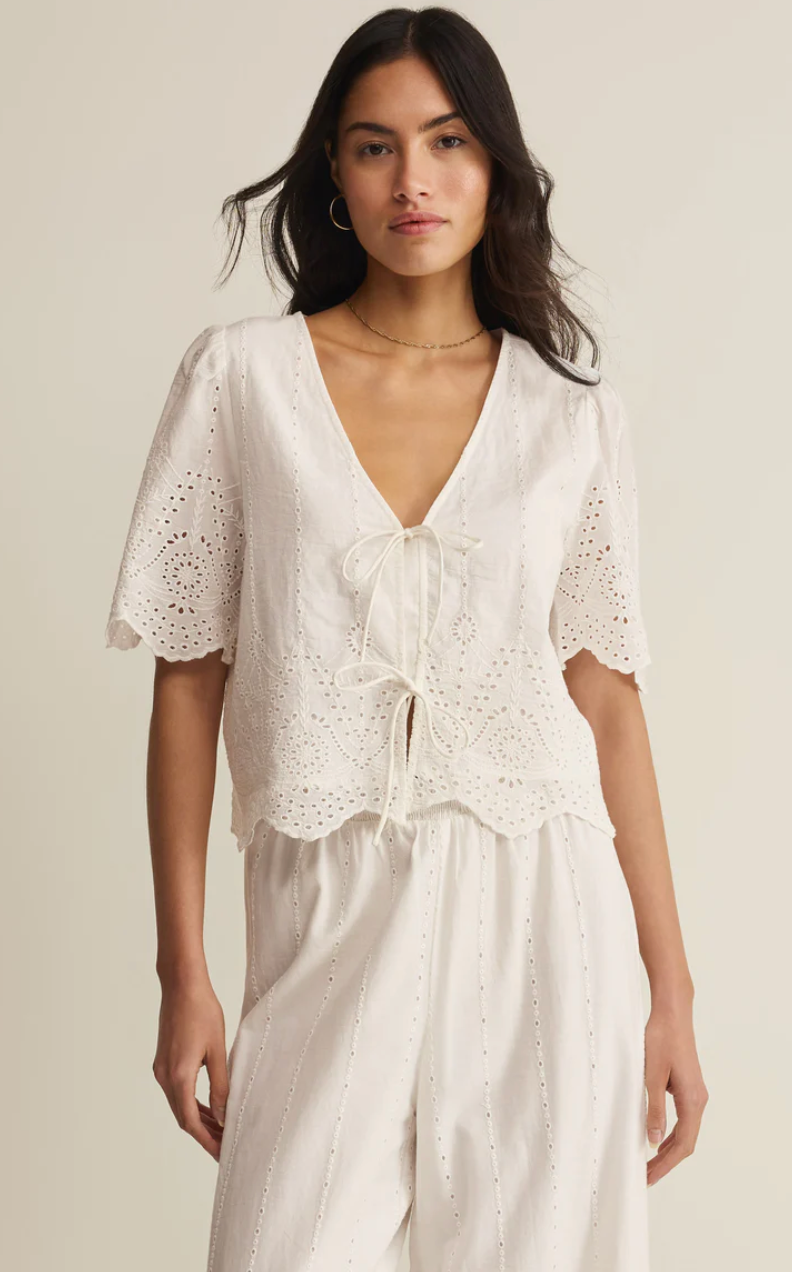 Oceanside Embroidered Top