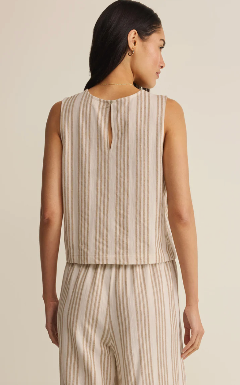 クラネ RANDOM STRIPE KNIT TANK TOP ベージュ CLANE（クラネ）の「RANDOM STRIPE KNIT TANK TOPS（タンクトップ
