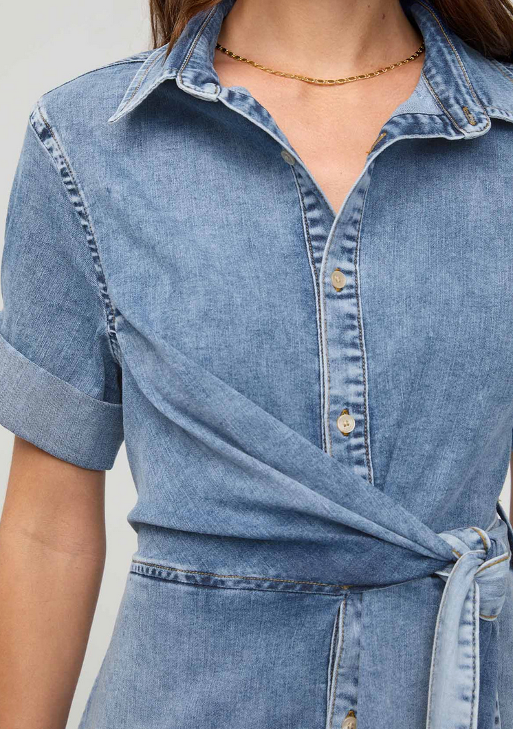Performance Denim Wrap Dress