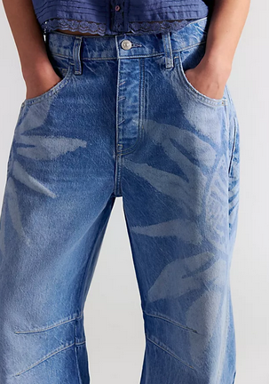 Good Luck Printed Barrel Jeans
