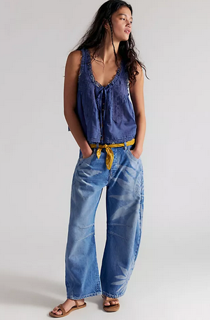 Good Luck Printed Barrel Jeans
