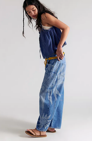 Good Luck Printed Barrel Jeans