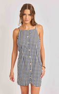 Mustang Gingham Button Mini Dress
