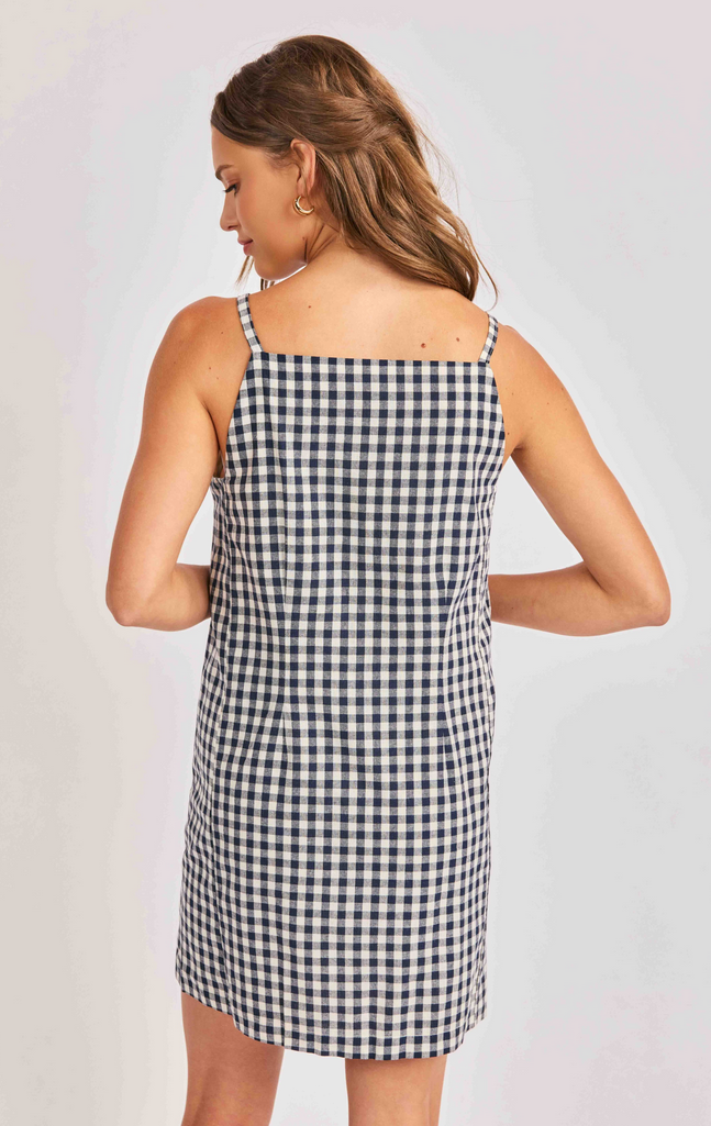Mustang Gingham Button Mini Dress