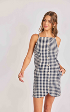 Mustang Gingham Button Mini Dress