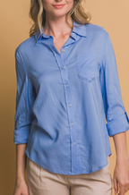 Sky Blue Linen Blend Shirt