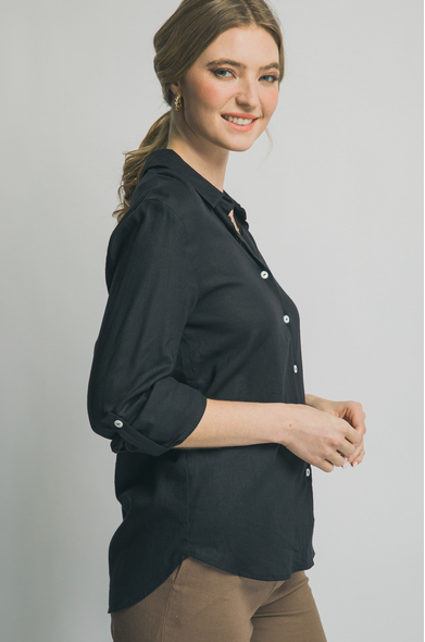 Essential Linen Blend Button Down Top
