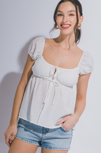 Emery Tie Front Babydoll Top