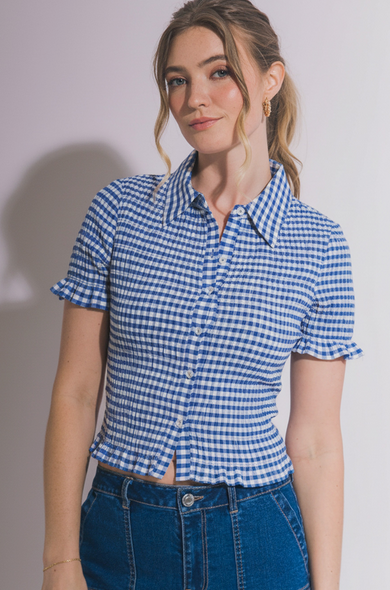 Bria Gingham Fitted Top