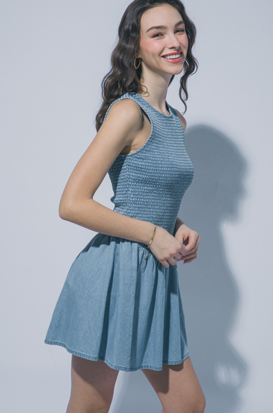 Daphne Smocked Denim Dress