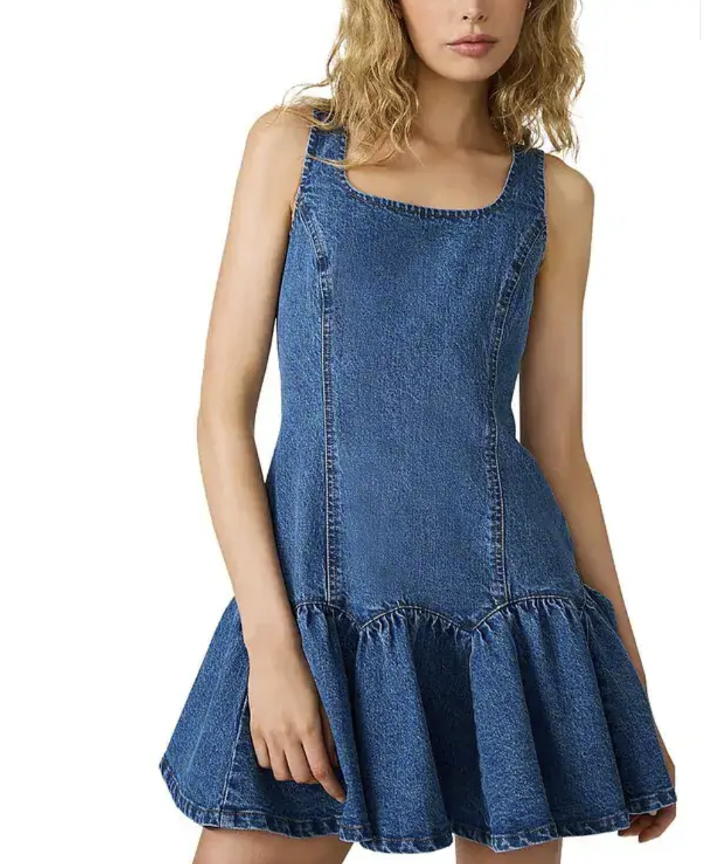 steve madden denim dress Women's Meaghan Sleeveless Dresses - Blue Heather - Size XS inspired waist adds shapely structure to this chic chambray shirtdress framed by long sleeves and cut to a leggy length Steve Madden Dyanne Dress in