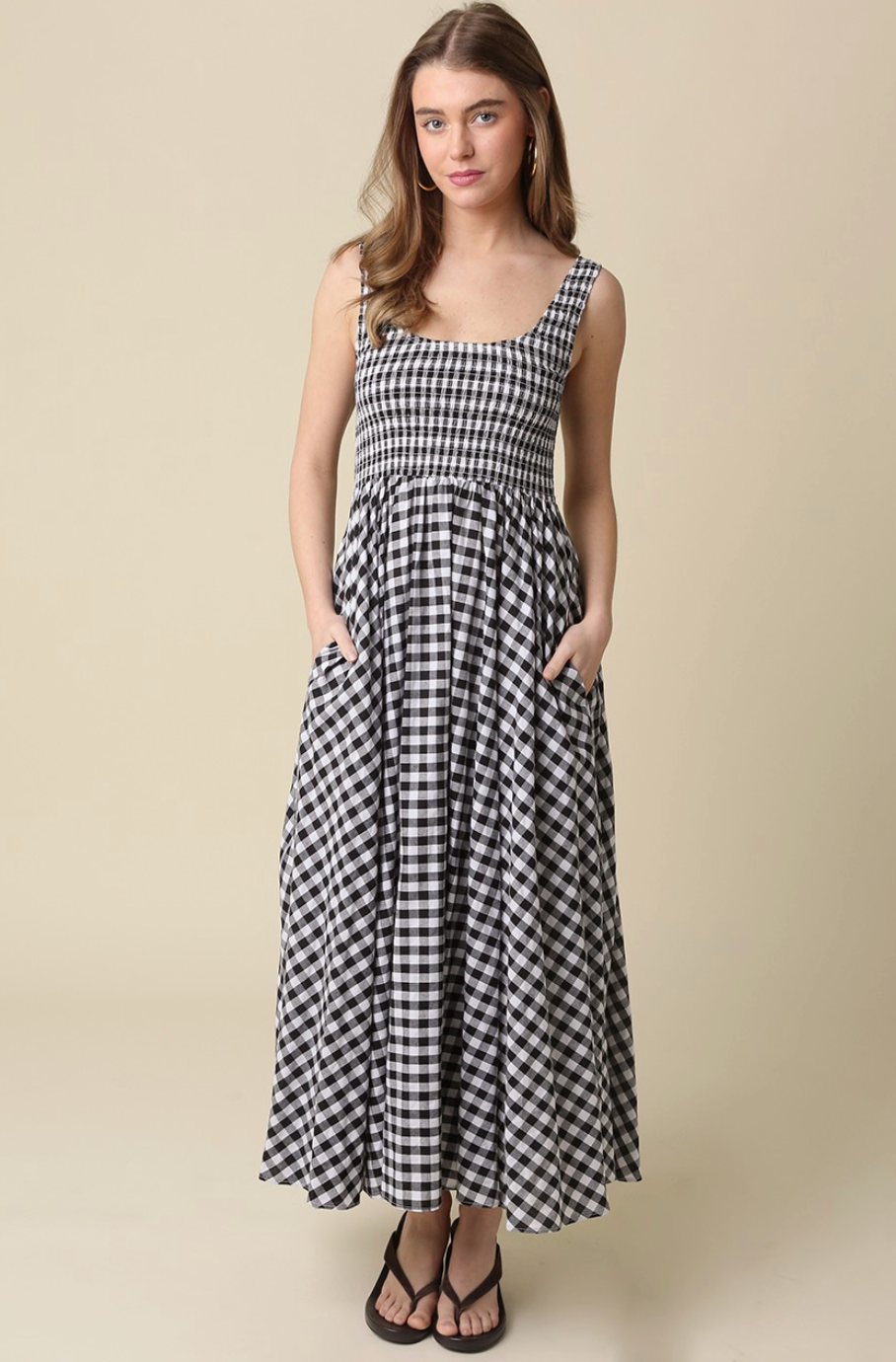 Maren Gingham Smocked Maxi Dress