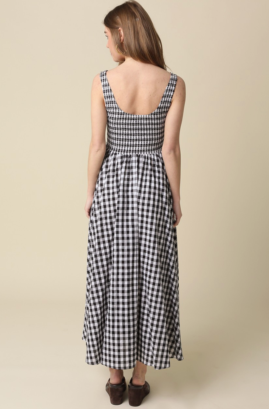 Maren Gingham Smocked Maxi Dress