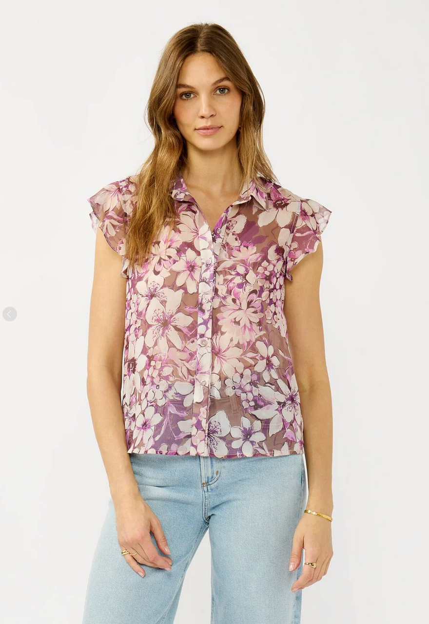 Vintage Vine Flutter Sleeve Top