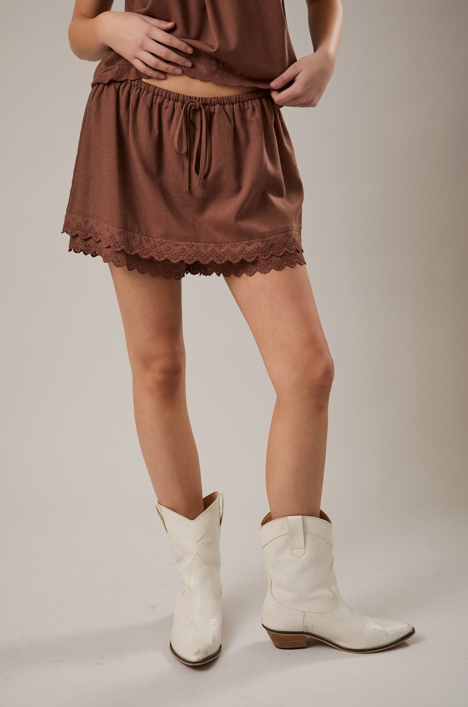 Cocoa Eyelet Skort