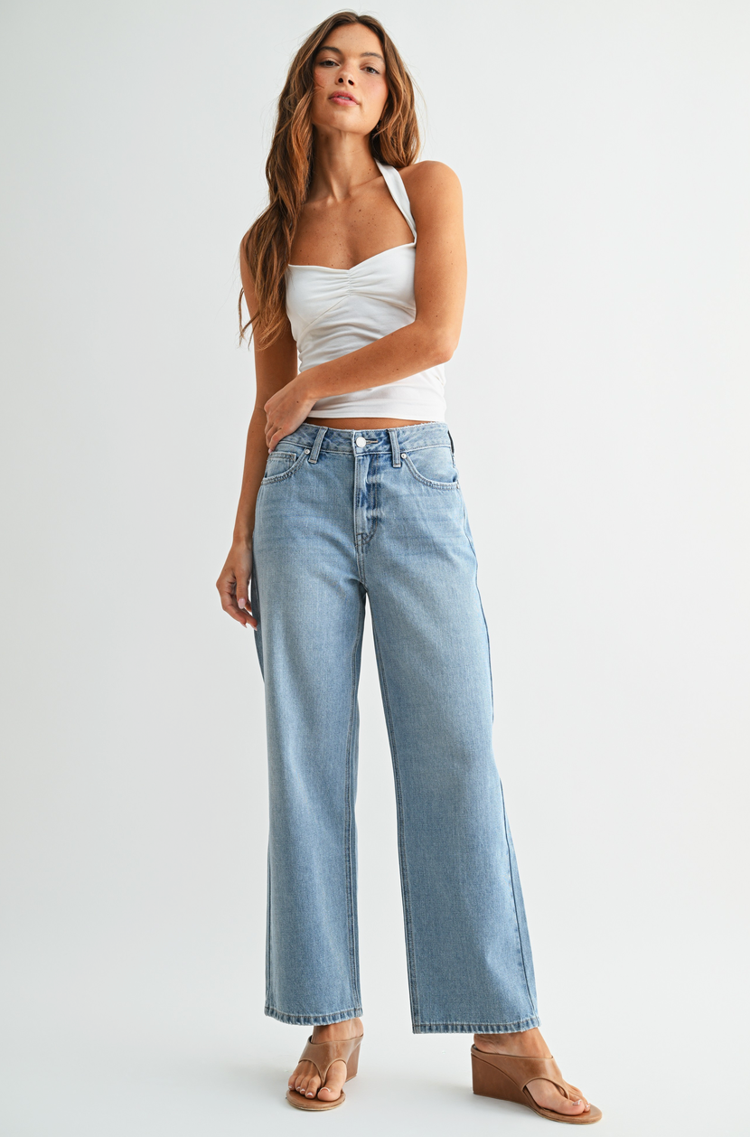 High Rise Loose Fit Straight Denim