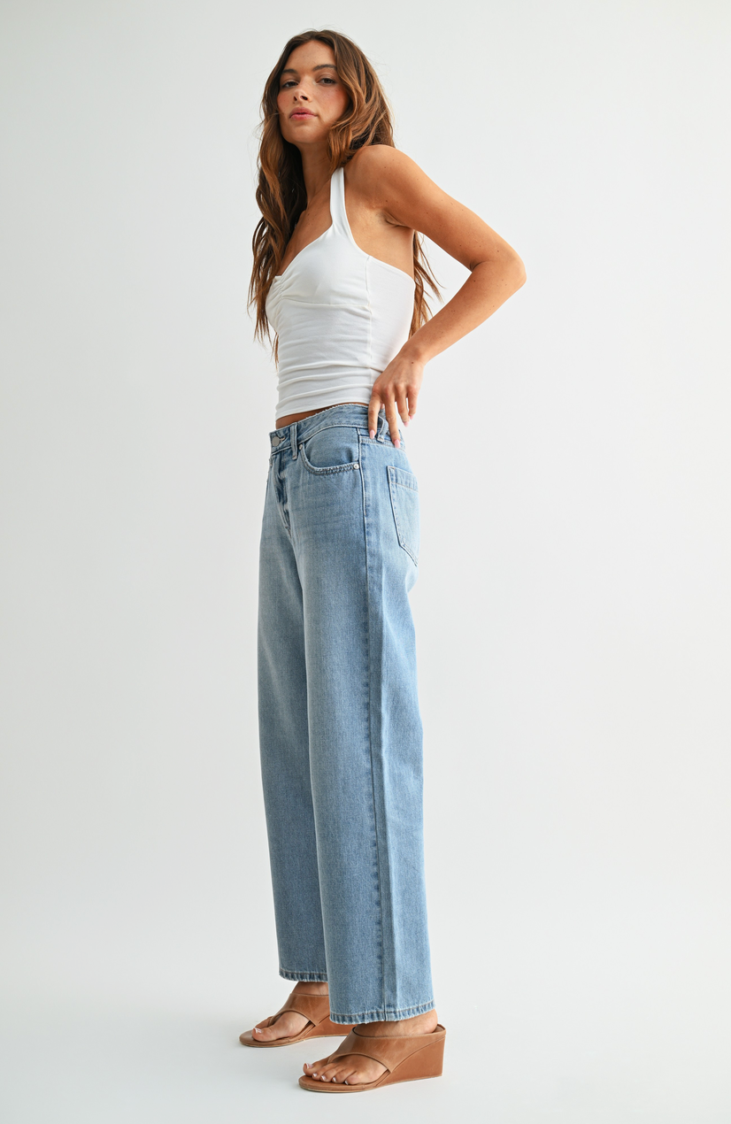 High Rise Loose Fit Straight Denim