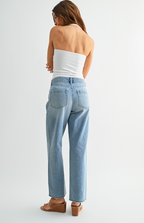 High Rise Loose Fit Straight Denim