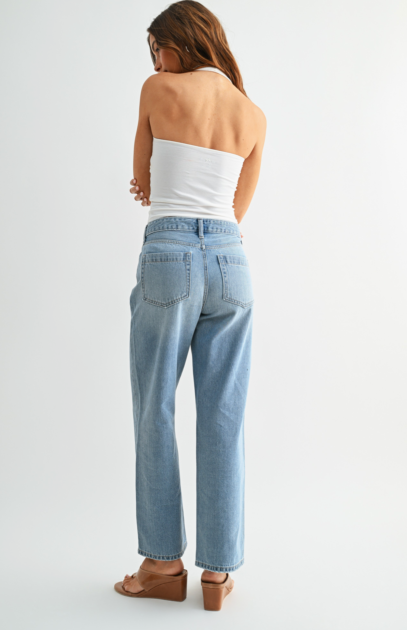 High Rise Loose Fit Straight Denim