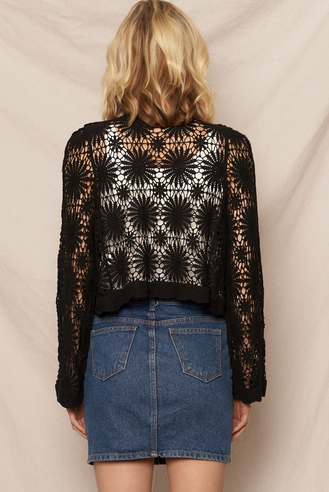 Midnight Daisy Crochet Cardigan