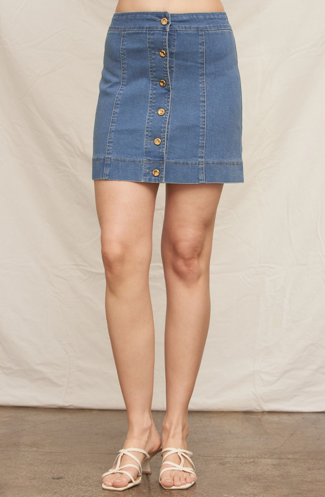 Harbor Button Denim Skirt