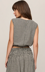 Merit Cropped Gingham Linen Top