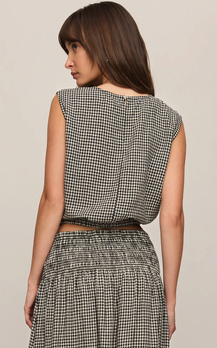 Merit Cropped Gingham Linen Top