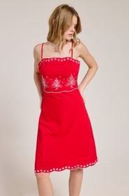 Scarlet Bloom Midi Dress