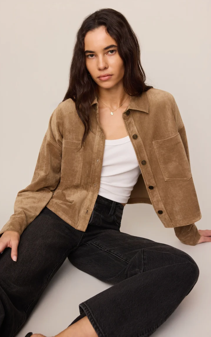All Day Cropped Suede Jacket