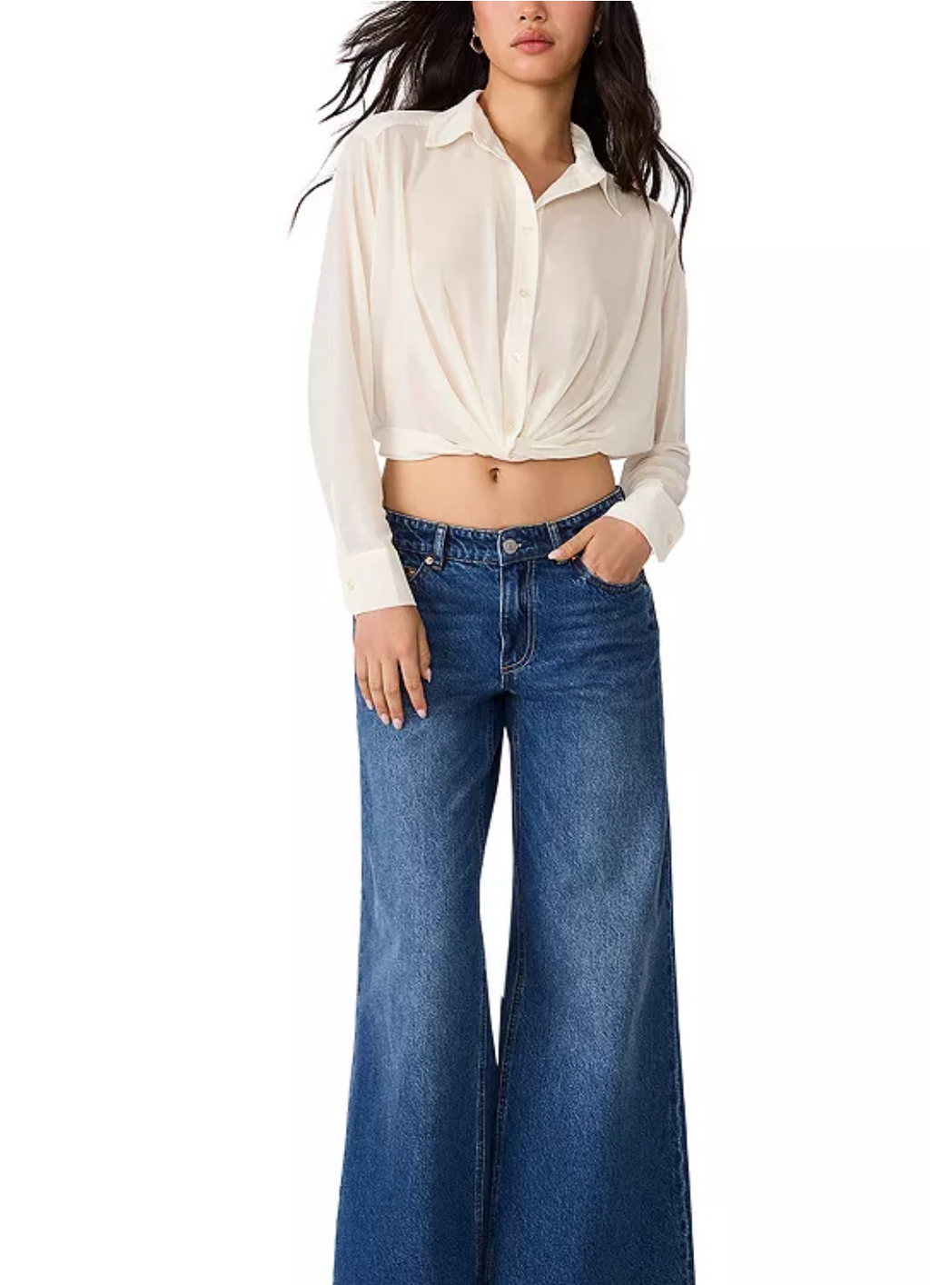 Sage Twisted Hem Button Front Top