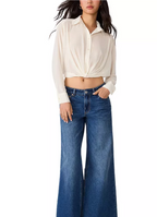 Sage Twisted Hem Button Front Top