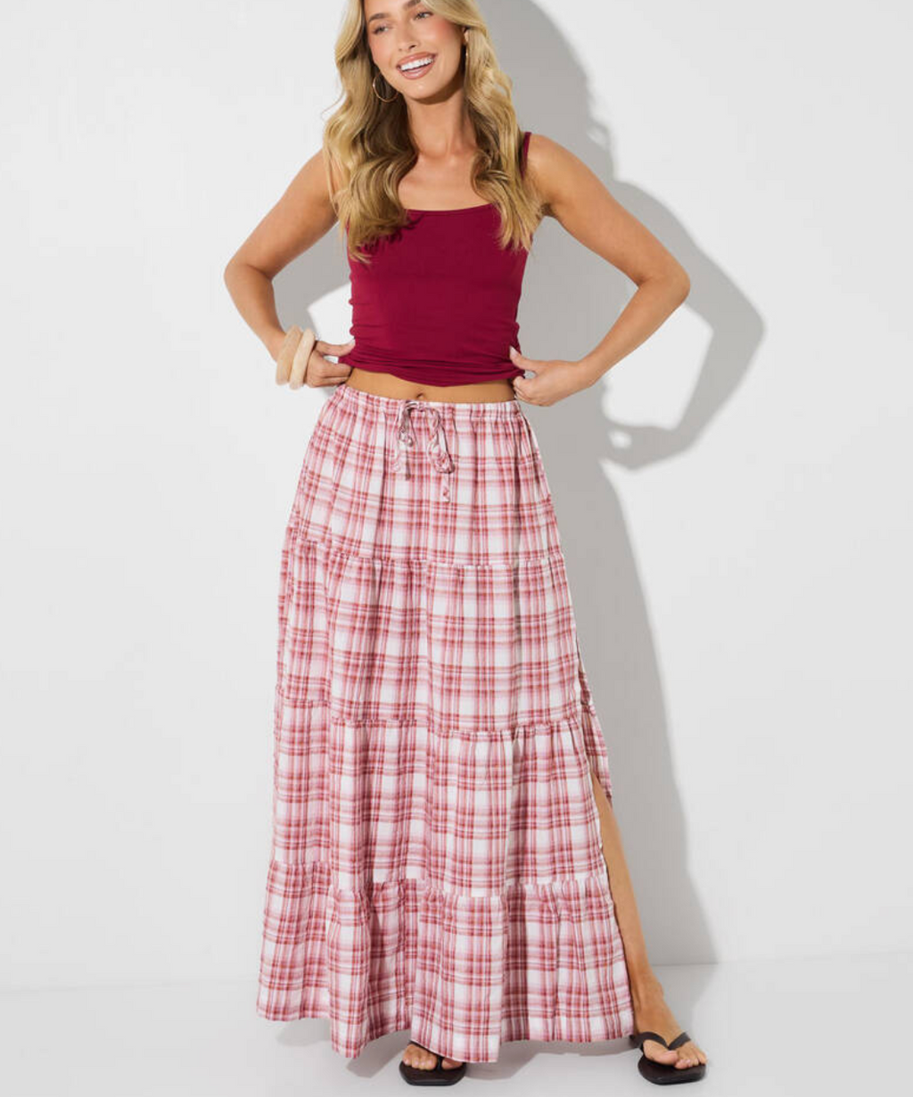 Chelsea Check Maxi Skirt
