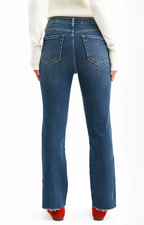 Bow Split Hem Straight Jean