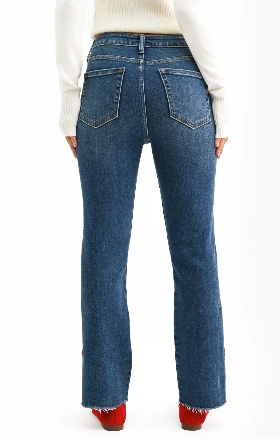 Bow Split Hem Straight Jean