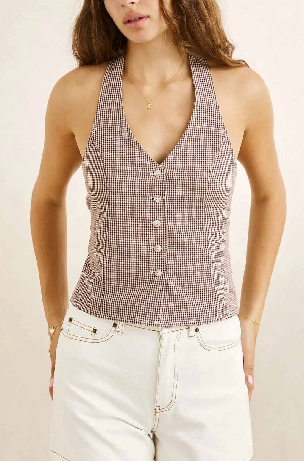 London Check Halter Top