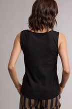 Ribbed Lace Trim Knit Tank
