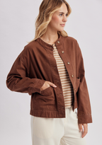 Cotton Denim Button-Up Utility Jacket
