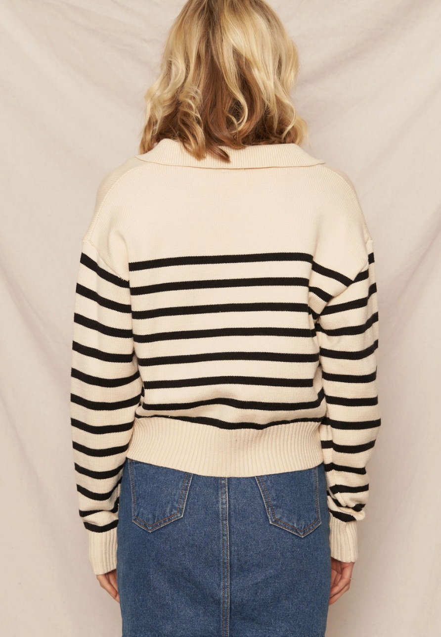 Riviera Stripe Polo Sweater