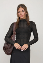 Noelle Lace Mock Neck Top