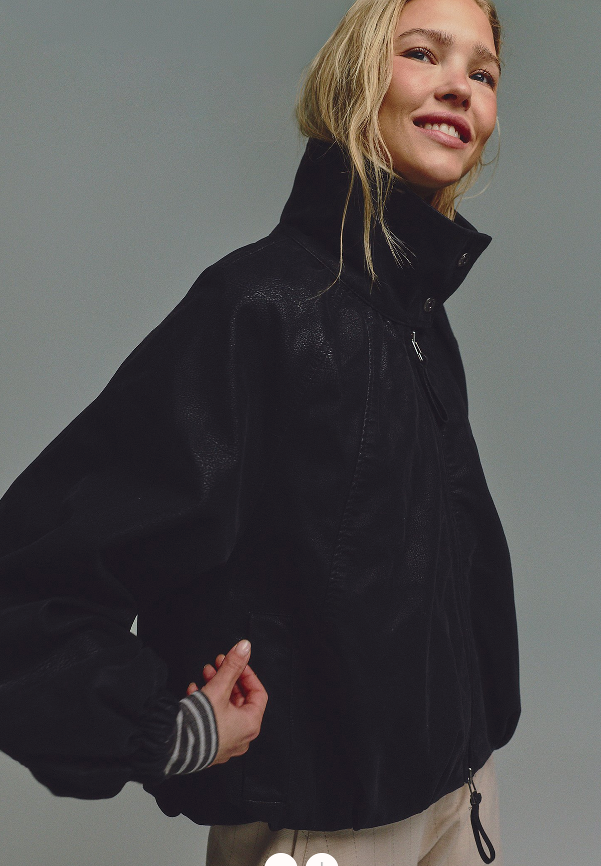 Chelsea Vegan Suede Funnel-Neck Jacket