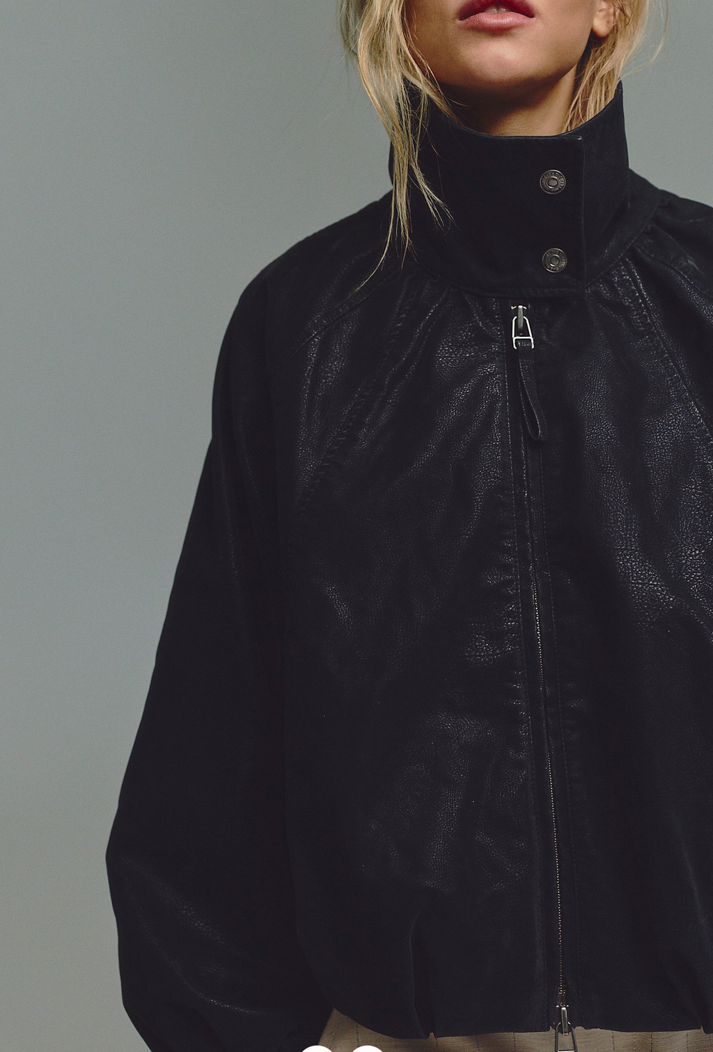 Chelsea Vegan Suede Funnel-Neck Jacket