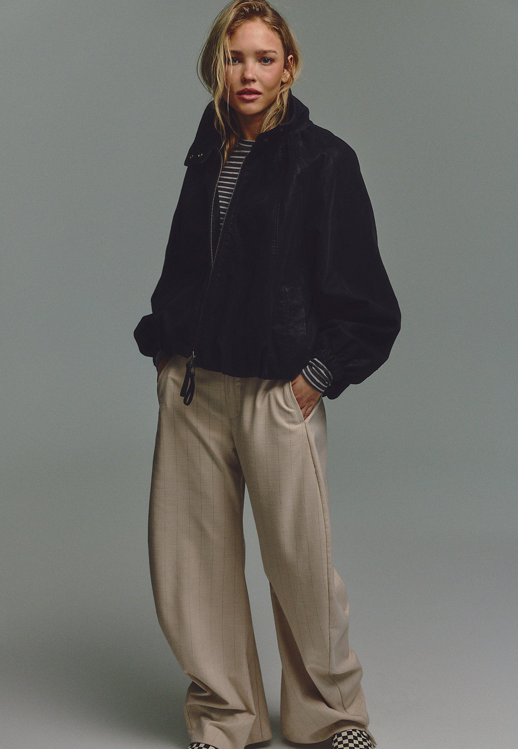 Chelsea Vegan Suede Funnel-Neck Jacket